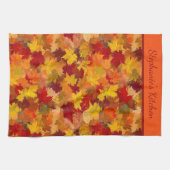 Monogramm Wasserfarben Herbstlaub - Vintage Herbst Geschirrtuch (Horizontal)
