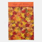 Monogramm Wasserfarben Herbstlaub - Vintage Herbst Geschirrtuch (Vertikal)