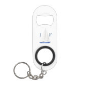 Monogramm Wasserfarben-Segelboot Mini Flaschenöffner (Vorderseite)