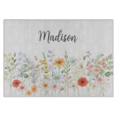 Monogramm-Wasserfarben-Wildblumen-Blumen-Botanik Schneidebrett (Vorderseite)
