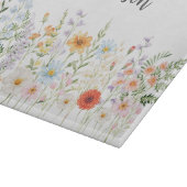 Monogramm-Wasserfarben-Wildblumen-Blumen-Botanik Schneidebrett (Ecke)