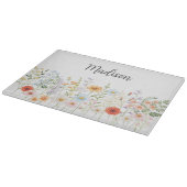 Monogramm-Wasserfarben-Wildblumen-Blumen-Botanik Schneidebrett (Ecke)