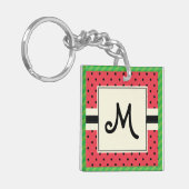 Monogramm Wassermelone Muster sommerliche Früchte Schlüsselanhänger (Vorderseite links)