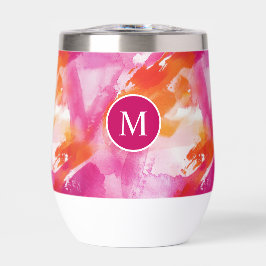 Monogramm Watercolor Pink Orange Abstrakt