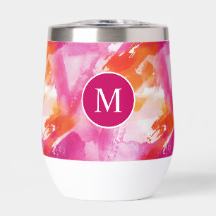 Monogramm Watercolor Pink Orange Abstrakt
