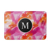 Monogramm Watercolor Pink Orange Abstrakt Badematte (Vorderseite)