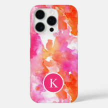 Monogramm Watercolor Pink Orange Abstrakt