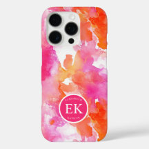 Monogramm Watercolor Pink Orange Abstrakt