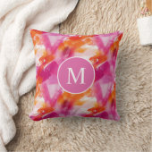Monogramm Watercolor Pink Orange Abstrakt Kissen (Decke)