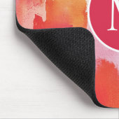 Monogramm Watercolor Pink Orange Abstrakt Mousepad (Ecke)