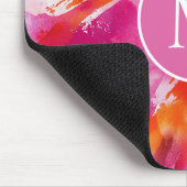 Monogramm Watercolor Pink Orange Abstrakt Mousepad (Ecke)