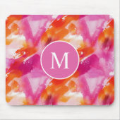 Monogramm Watercolor Pink Orange Abstrakt Mousepad (Vorne)