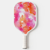 Monogramm Watercolor Pink Orange Abstrakt Pickleball Schläger (Rückseite)