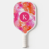 Monogramm Watercolor Pink Orange Abstrakt Pickleball Schläger (Vorderseite)