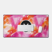 Monogramm Watercolor Pink Orange Abstrakt Schreibtischunterlage (Tastatur & Maus)