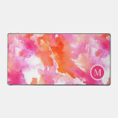 Monogramm Watercolor Pink Orange Abstrakt Schreibtischunterlage (Vorderseite)