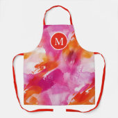 Monogramm Watercolor Pink Orange Abstrakt Schürze (Vorderseite)