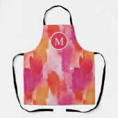 Monogramm Watercolor Pink Orange Abstrakt Schürze (Vorderseite)
