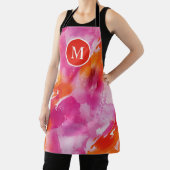 Monogramm Watercolor Pink Orange Abstrakt Schürze (InSitu)