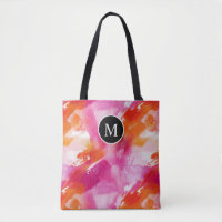 Monogramm Watercolor Pink Orange Abstrakt