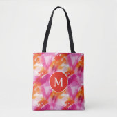 Monogramm Watercolor Pink Orange Abstrakt Tasche (Vorderseite)