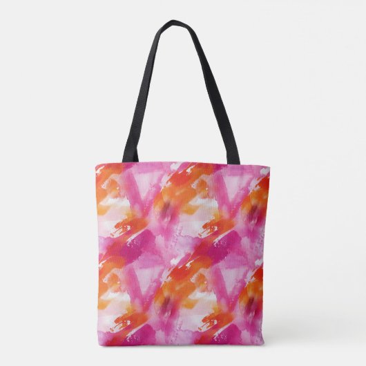 Monogramm Watercolor Pink Orange Abstrakt Tasche (Rückseite)