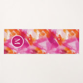 Monogramm Watercolor Pink Orange Abstrakt Yogamatte (Vorderseite (Horizontal))