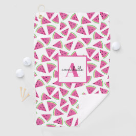 Monogramm Watermelon Muster Pink Golfhandtuch