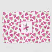 Monogramm Watermelon Muster Pink Golfhandtuch (Horizontal)
