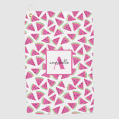 Monogramm Watermelon Muster Pink Golfhandtuch (Vorderseite)