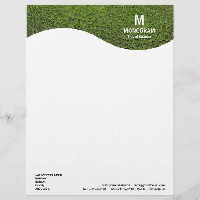 Monogramm Wave - Cooles Wasser - Avocado Briefbogen (Vorderseite)