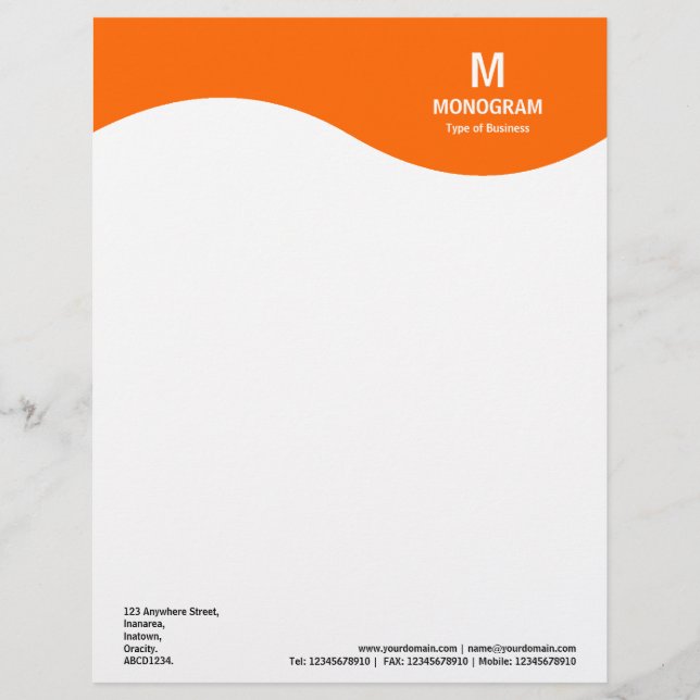 Monogramm Wave - Orange FF6600 Briefkopf (Vorderseite)