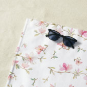 Monogramm| weiche rosa Watercolor-Blume Strandtuch (Beispiel)