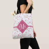 Monogramm| weiche rosa Watercolor-Blume Tasche (Von Nahem)