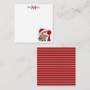 Monogramm Weihnachten Feiertag Niedliche Kuh Perso Mitteilungskarte