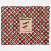 Monogramm Weihnachten Kariert Fleecedecke (Vorderseite (Horizontal))