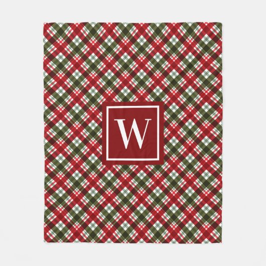 Monogramm Weihnachten Kariert Fleecedecke (Vorderseite)