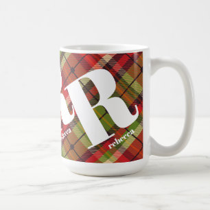 Monogramm Weihnachten Kariert Kaffeetasse