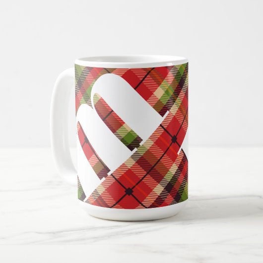 Monogramm Weihnachten Kariert Kaffeetasse (Vorderseite Links)