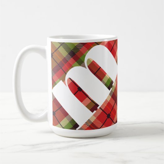 Monogramm Weihnachten Kariert Kaffeetasse (Links)