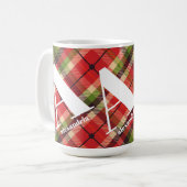 Monogramm Weihnachten Kariert Kaffeetasse (Vorderseite Links)