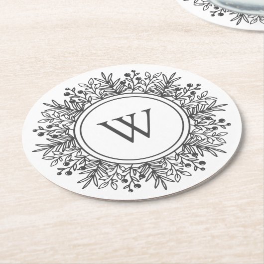 Monogramm Weihnachten Runder Pappuntersetzer (Angewinkelt)