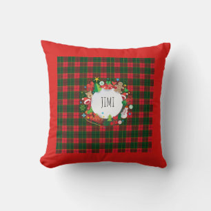 Monogramm Weihnachten und glückliches Neues Jahr Kissen