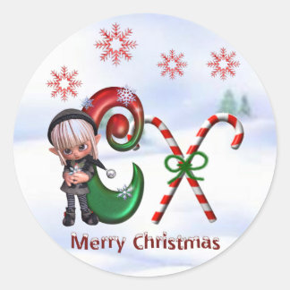 Monogramm Weihnachtsaufkleber C Runder Aufkleber