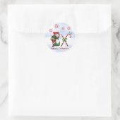 Monogramm Weihnachtsaufkleber E Runder Aufkleber (Tasche)