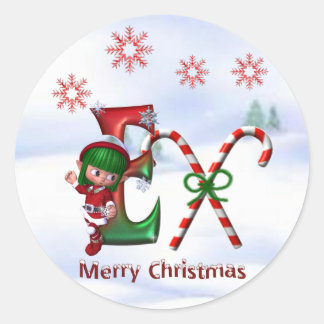 Monogramm Weihnachtsaufkleber E Runder Aufkleber