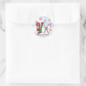 Monogramm Weihnachtsaufkleber V Runder Aufkleber (Tasche)