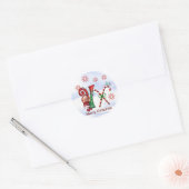 Monogramm Weihnachtsaufkleber V Runder Aufkleber (Umschlag)