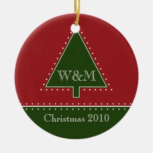 Monogramm-Weihnachtsbaum-Verzierung Keramik Ornament (Vorne)