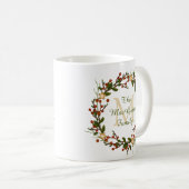 Monogramm Weihnachtsbecher Kranz Initiale Kaffeetasse (VorderseiteRechts)